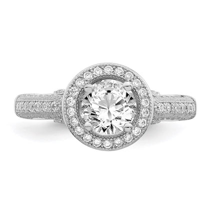 Sterling Silver Brilliant Embers Rhodium-Plated 81 Stone Halo Micro Pav Cz Ring