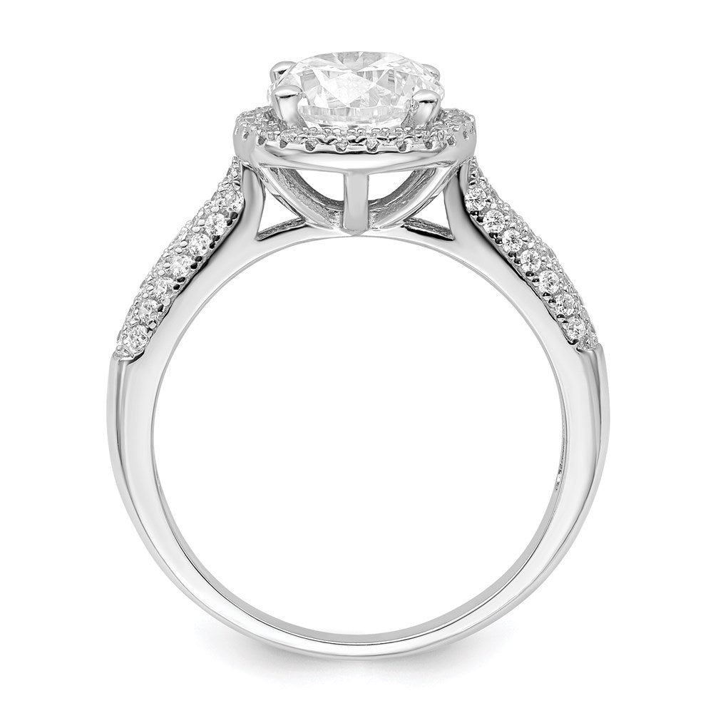 Sterling Silver Brilliant Embers Rhodium-Plated 69 Stone Halo Micro Pav Cz Ring