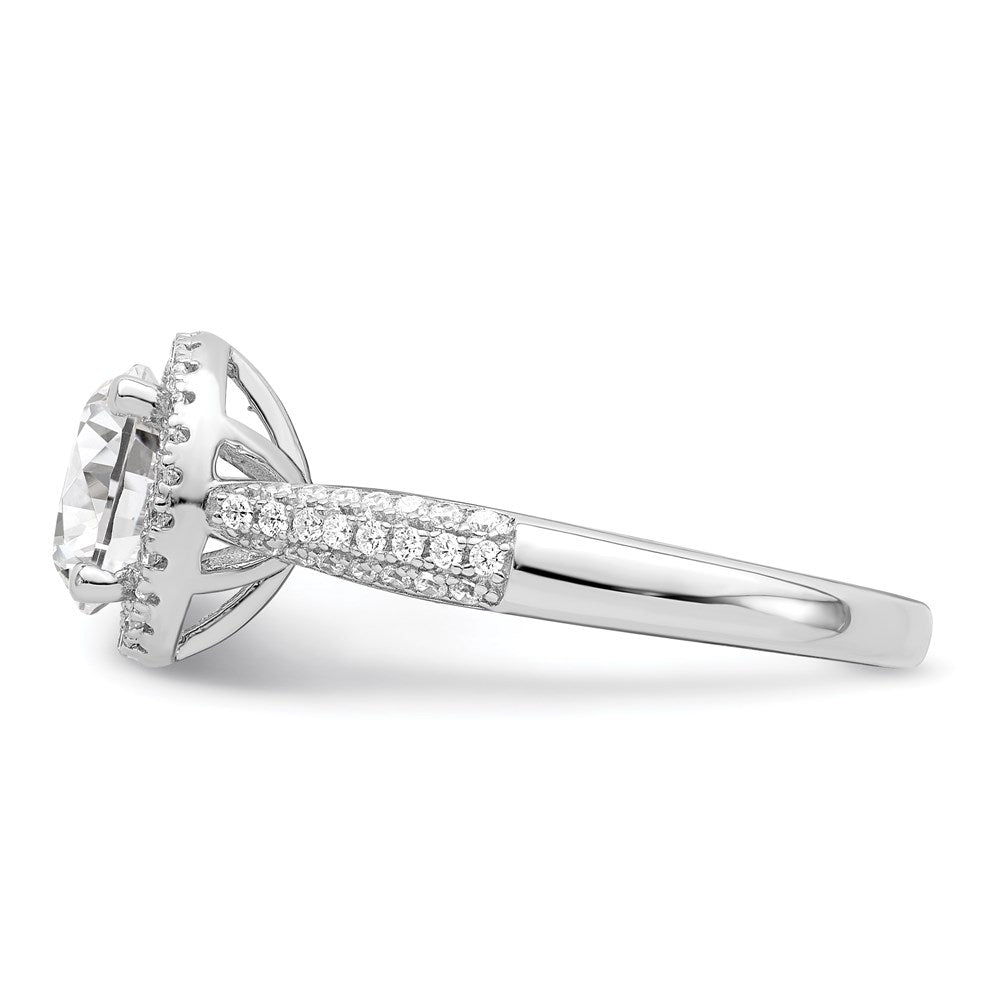 Sterling Silver Brilliant Embers Rhodium-Plated 69 Stone Halo Micro Pav Cz Ring