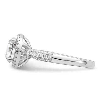 Sterling Silver Brilliant Embers Rhodium-Plated 69 Stone Halo Micro Pav Cz Ring