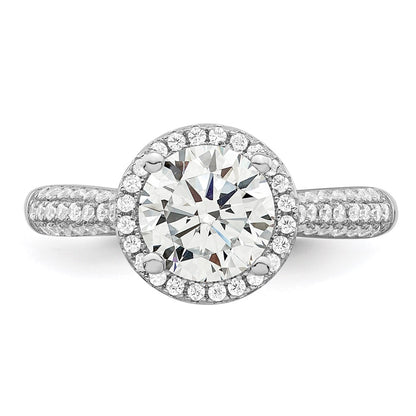 Sterling Silver Brilliant Embers Rhodium-Plated 69 Stone Halo Micro Pav Cz Ring