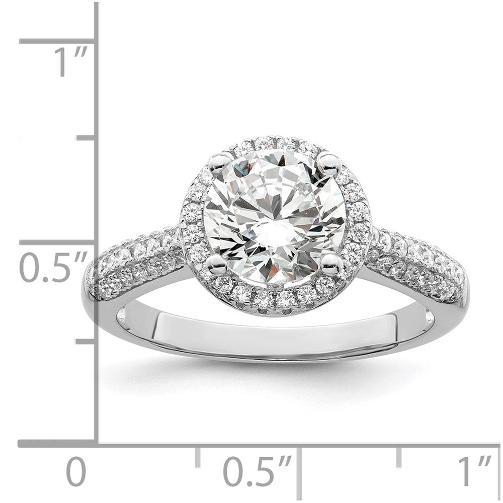Sterling Silver Brilliant Embers Rhodium-Plated 69 Stone Halo Micro Pav Cz Ring