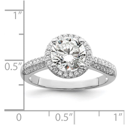 Sterling Silver Brilliant Embers Rhodium-Plated 69 Stone Halo Micro Pav Cz Ring