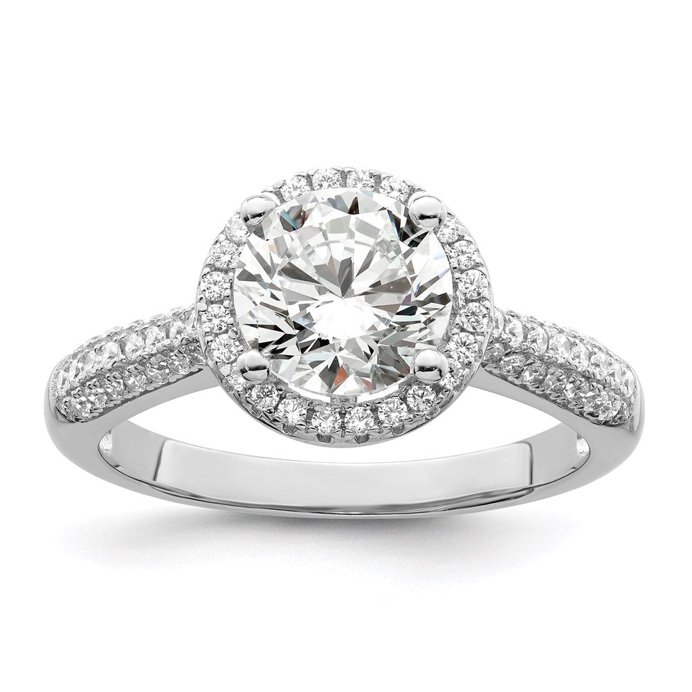 Sterling Silver Brilliant Embers Rhodium-Plated 69 Stone Halo Micro Pav Cz Ring