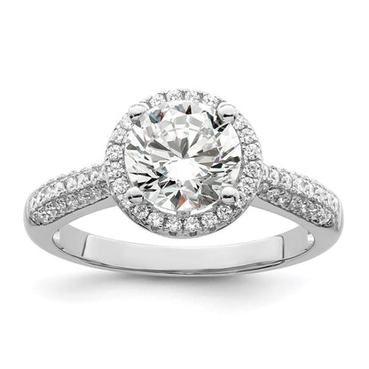 Sterling Silver Brilliant Embers Rhodium-Plated 69 Stone Halo Micro Pav Cz Ring
