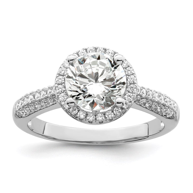 Sterling Silver Brilliant Embers Rhodium-Plated 69 Stone Halo Micro Pav Cz Ring