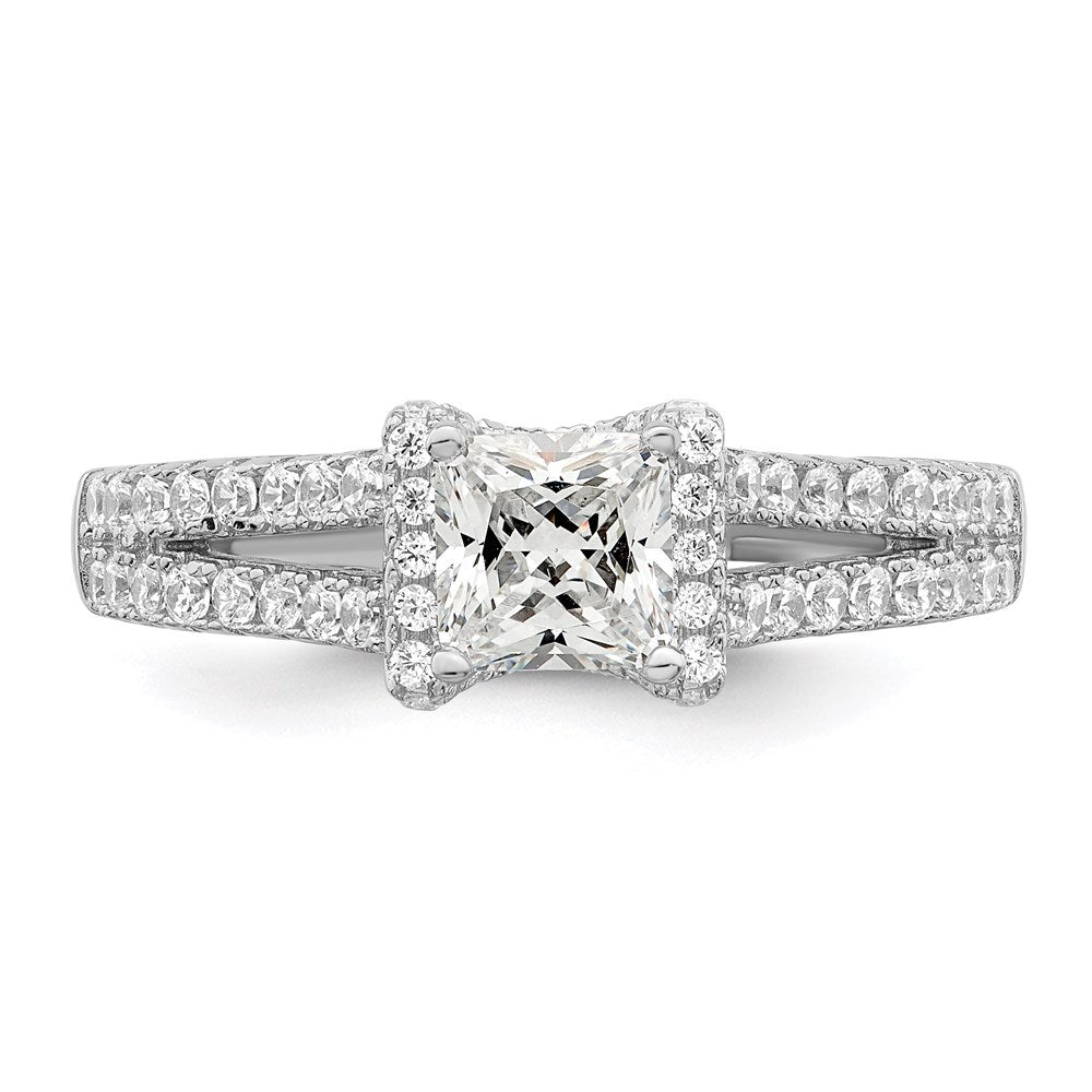 Sterling Silver Brilliant Embers Rhodium-Plated 61 Stone Micro Pav Cz Ring