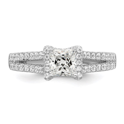 Sterling Silver Brilliant Embers Rhodium-Plated 61 Stone Micro Pav Cz Ring