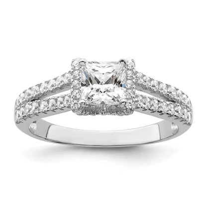 Sterling Silver Brilliant Embers Rhodium-Plated 61 Stone Micro Pav Cz Ring