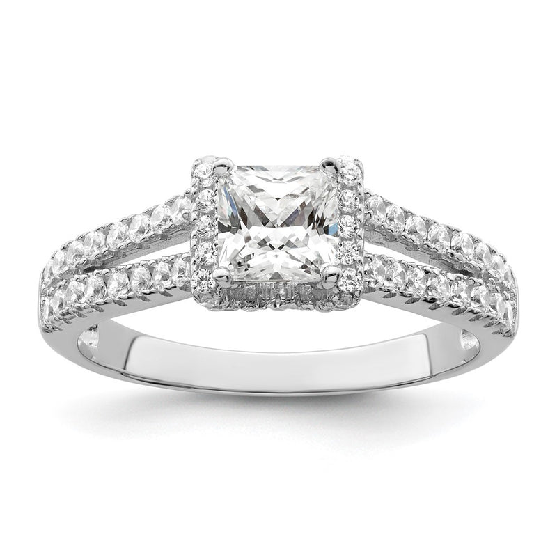 Sterling Silver Brilliant Embers Rhodium-Plated 61 Stone Micro Pav Cz Ring