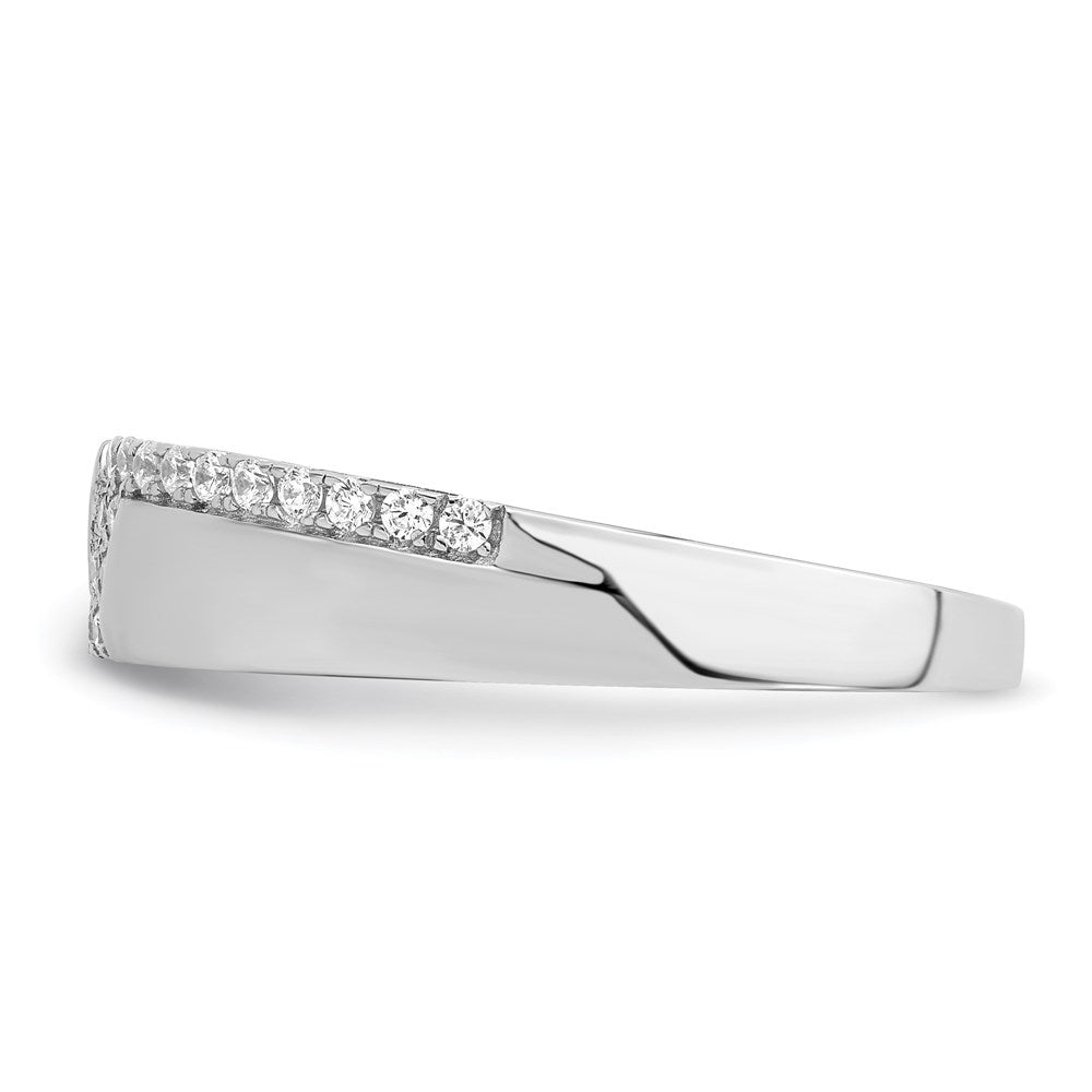 Sterling Silver Brilliant Embers Rhodium-Plated 24 Stone Micro Pav Cz Men'S Ring