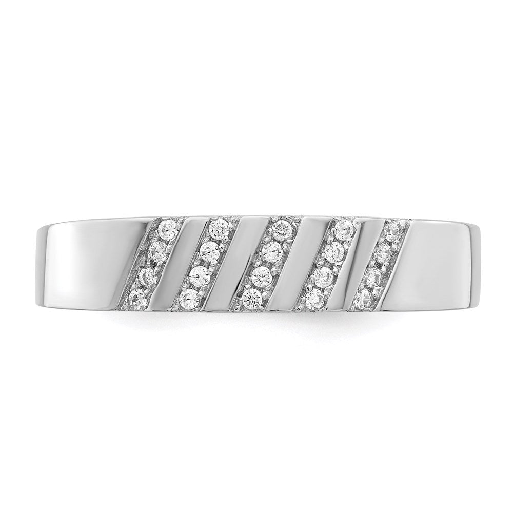 Sterling Silver Brilliant Embers Rhodium-Plated 20 Stone Micro Pav Cz Men'S Ring