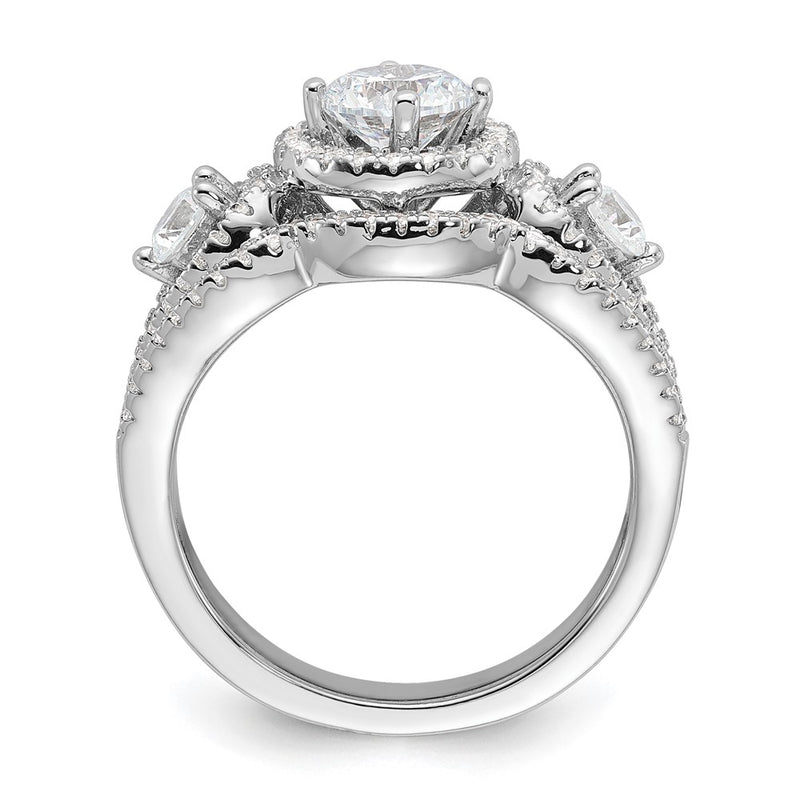 Sterling Silver Brilliant Embers Rhodium-Plated 93 Stone Micro Pav Cz 2-Piece Wedding Set