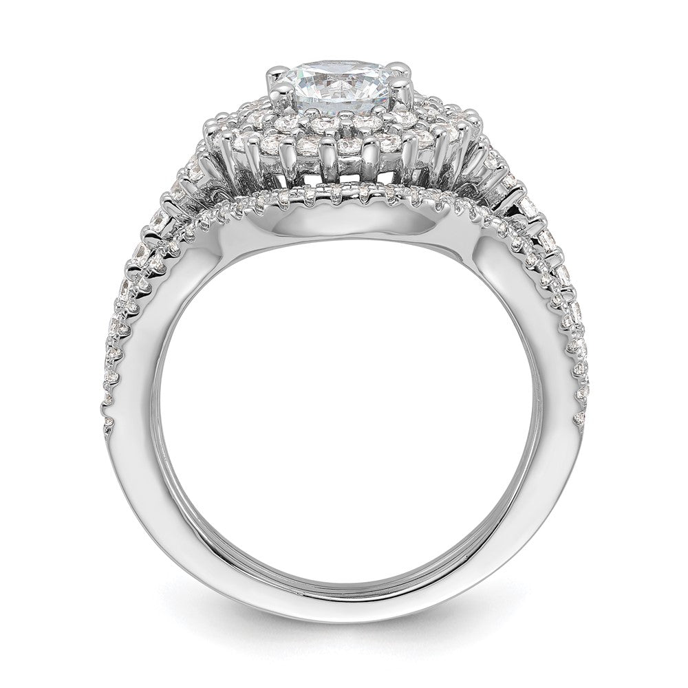 Sterling Silver Brilliant Embers Rhodium-Plated 86 Stone Micro Pav Cz 2-Piece Wedding Set