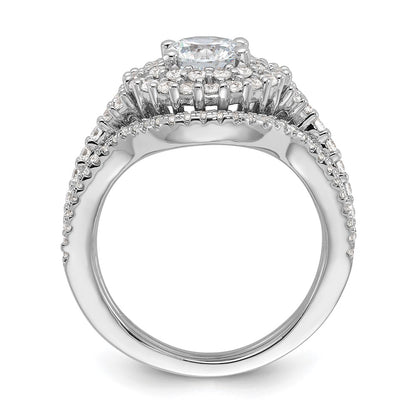 Sterling Silver Brilliant Embers Rhodium-Plated 86 Stone Micro Pav Cz 2-Piece Wedding Set
