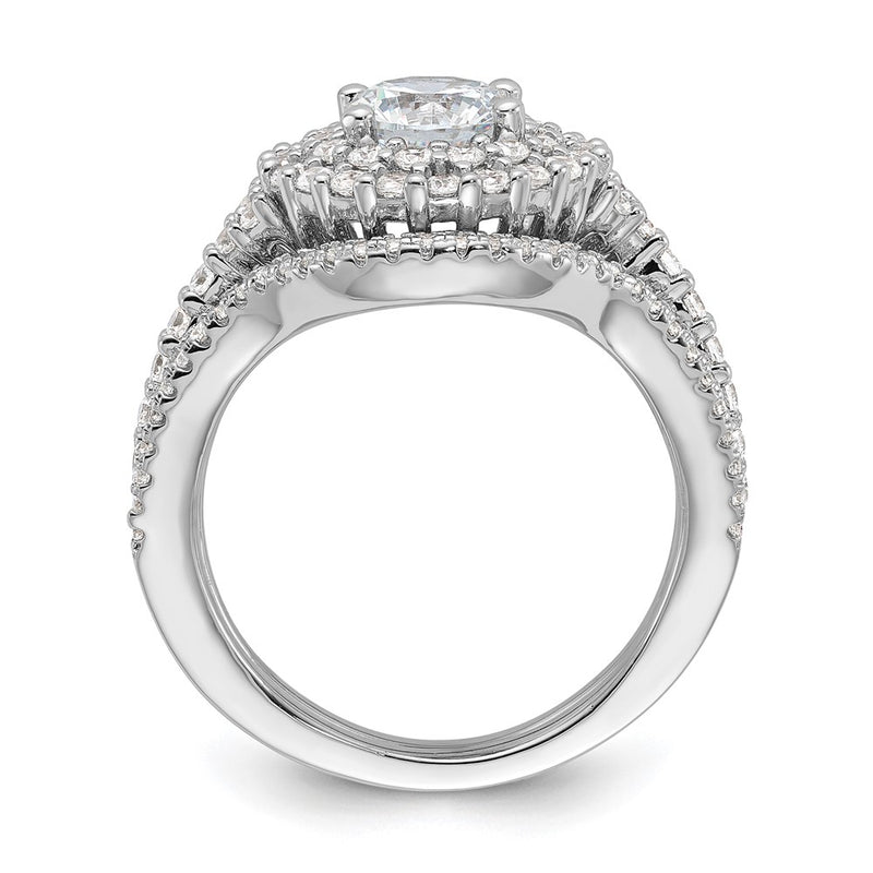 Sterling Silver Brilliant Embers Rhodium-Plated 86 Stone Micro Pav Cz 2-Piece Wedding Set