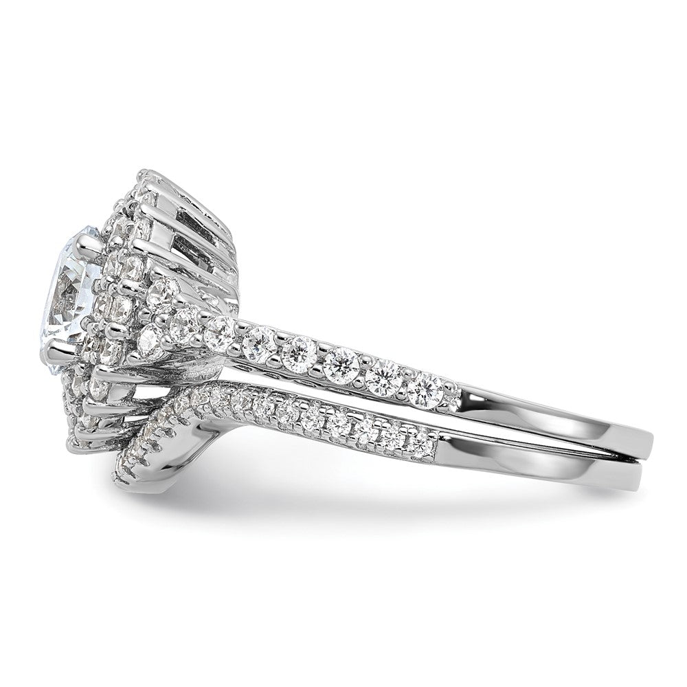 Sterling Silver Brilliant Embers Rhodium-Plated 86 Stone Micro Pav Cz 2-Piece Wedding Set