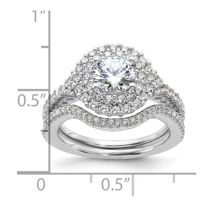 Sterling Silver Brilliant Embers Rhodium-Plated 86 Stone Micro Pav Cz 2-Piece Wedding Set