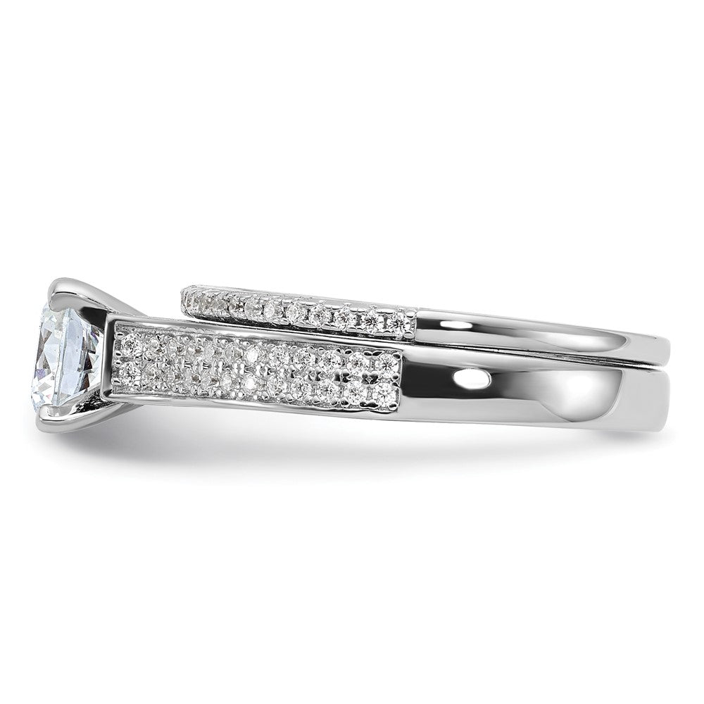 Sterling Silver Brilliant Embers Rhodium-Plated 135 Stone Micro Pav Cz 2-Piece Wedding Set