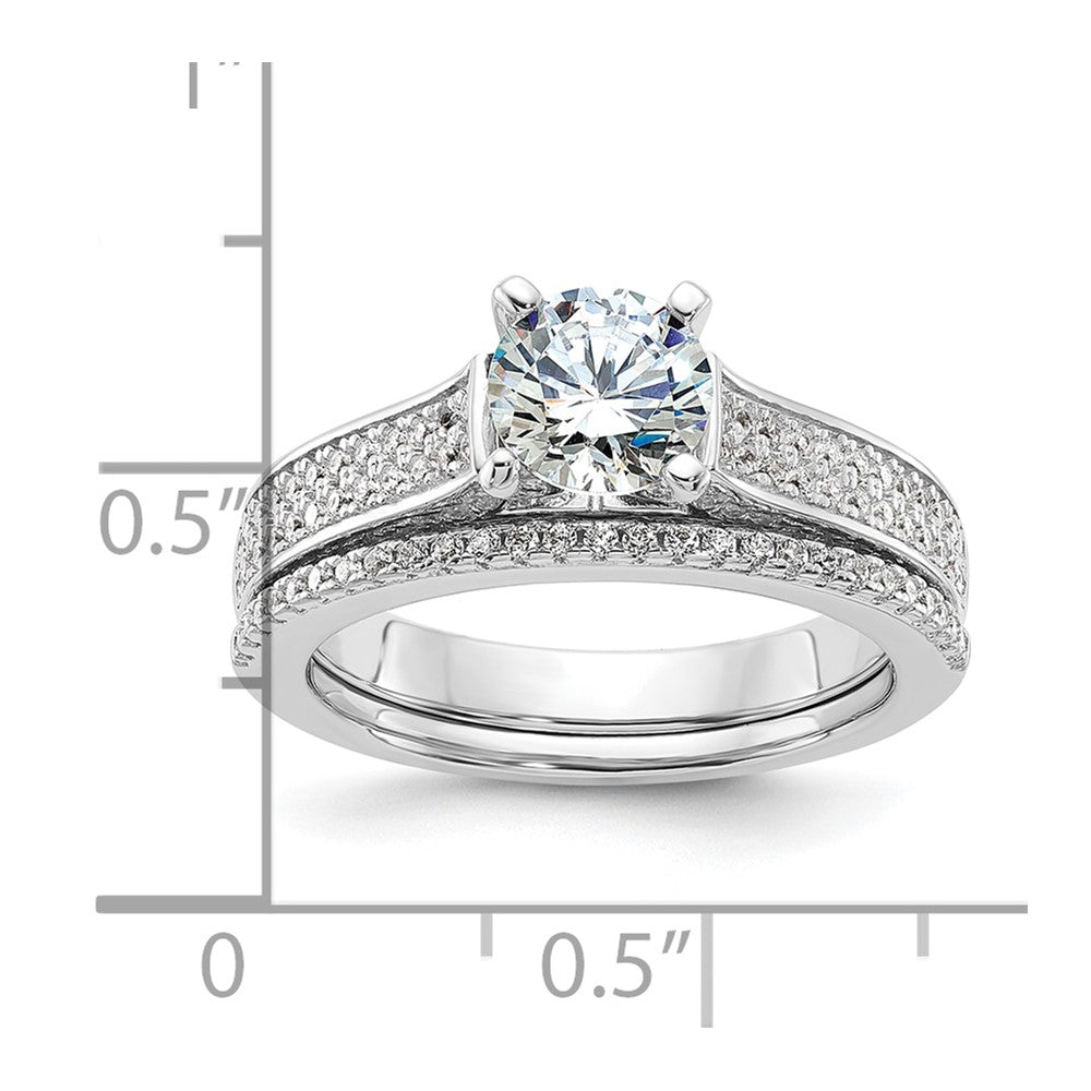 Sterling Silver Brilliant Embers Rhodium-Plated 135 Stone Micro Pav Cz 2-Piece Wedding Set