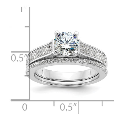 Sterling Silver Brilliant Embers Rhodium-Plated 135 Stone Micro Pav Cz 2-Piece Wedding Set
