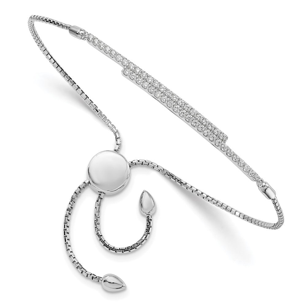 Sterling Silver Brilliant Embers Rhodium-Plated 46 Stone Micro Pav Cz Adjustable Bracelet
