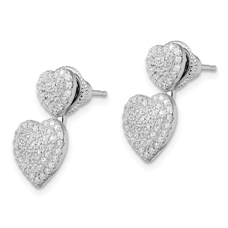 Sterling Silver Cz Brilliant Embers Hearts Post Earrings