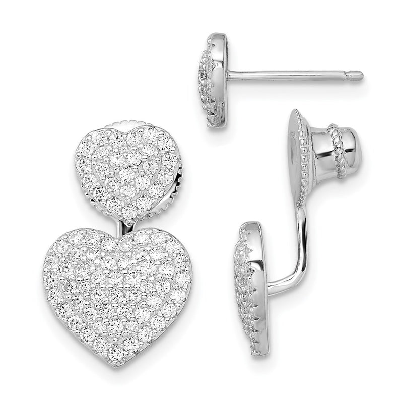 Sterling Silver Cz Brilliant Embers Hearts Post Earrings