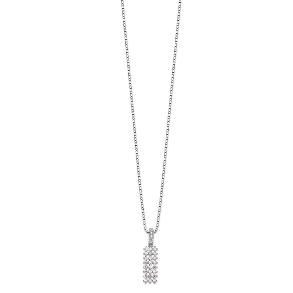 Sterling Silver Brilliant Embers Rhodium-Plated 31 Stone 18 Inch Micro Pav Cz Necklace With 2 Extender