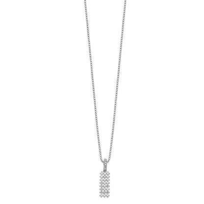 Sterling Silver Brilliant Embers Rhodium-Plated 31 Stone 18 Inch Micro Pav Cz Necklace With 2 Extender