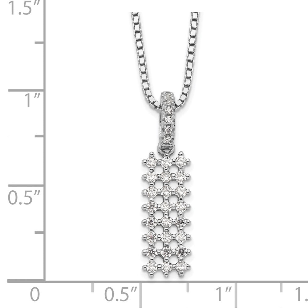 Sterling Silver Brilliant Embers Rhodium-Plated 31 Stone 18 Inch Micro Pav Cz Necklace With 2 Extender