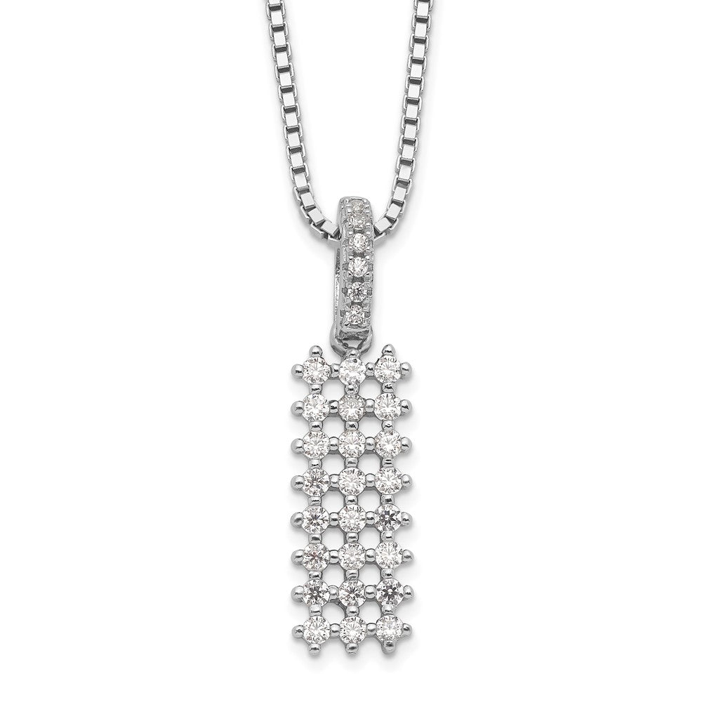 Sterling Silver Brilliant Embers Rhodium-Plated 31 Stone 18 Inch Micro Pav Cz Necklace With 2 Extender