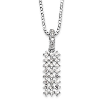 Sterling Silver Brilliant Embers Rhodium-Plated 31 Stone 18 Inch Micro Pav Cz Necklace With 2 Extender