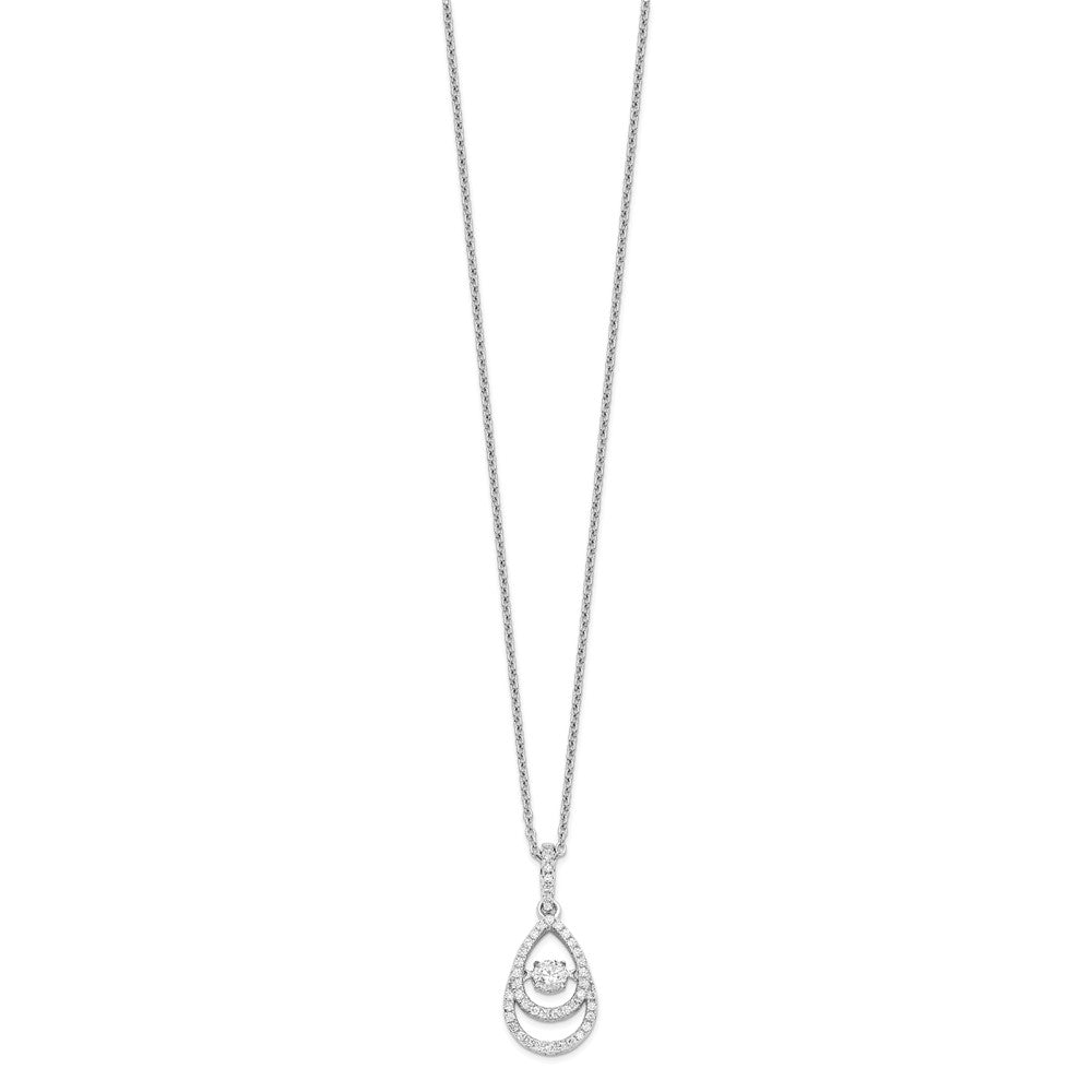 Sterling Silver Brilliant Embers Rhodium-Plated 46 Stone 18 Inch Moving Center Vibrant Cz With Micro Pav Necklace 2 Extender