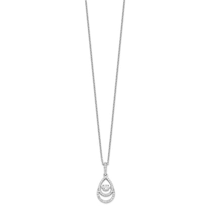 Sterling Silver Brilliant Embers Rhodium-Plated 46 Stone 18 Inch Moving Center Vibrant Cz With Micro Pav Necklace 2 Extender