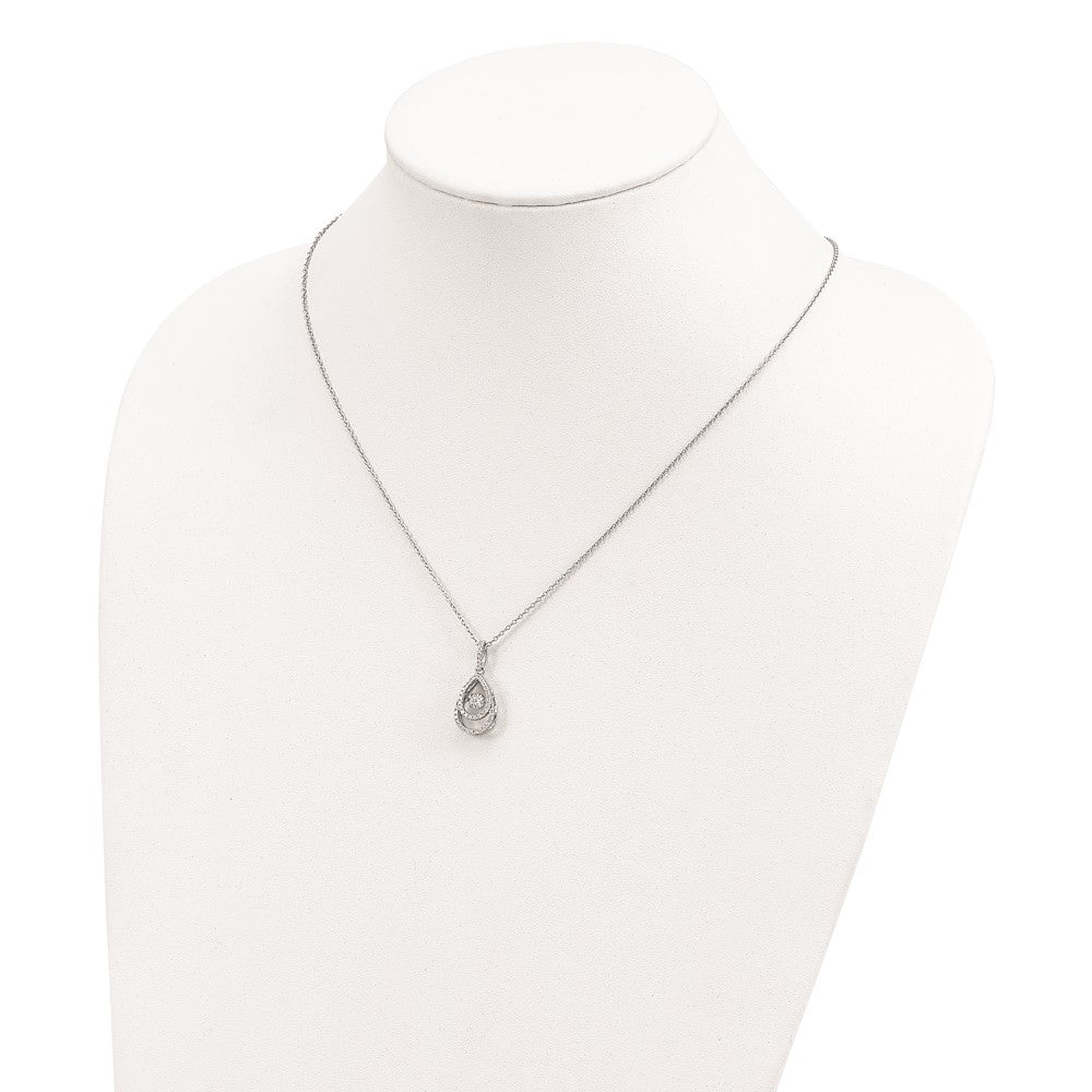Sterling Silver Brilliant Embers Rhodium-Plated 46 Stone 18 Inch Moving Center Vibrant Cz With Micro Pav Necklace 2 Extender