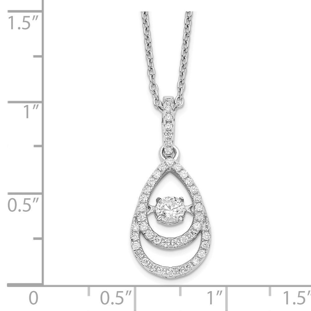 Sterling Silver Brilliant Embers Rhodium-Plated 46 Stone 18 Inch Moving Center Vibrant Cz With Micro Pav Necklace 2 Extender