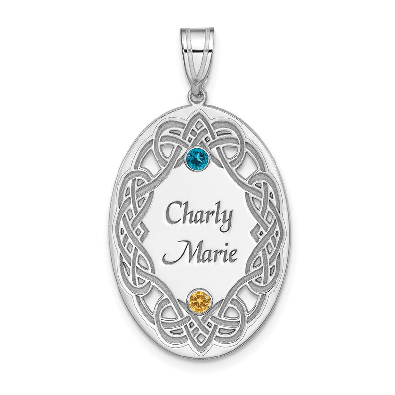 Sterling Silver Rhodium-Plated Crystal Family Pendant