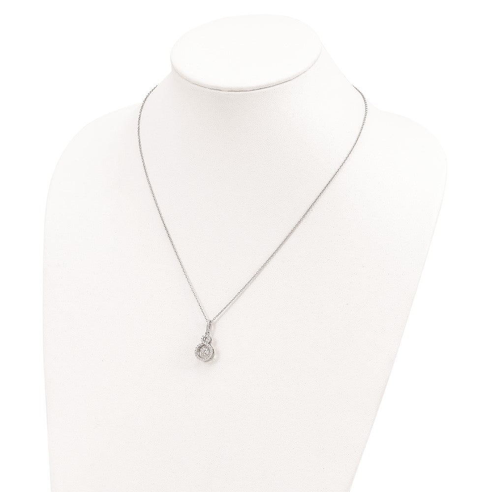 Sterling Silver Brilliant Embers Rhodium-Plated 34 Stone With Moving Center Vibrant Cz And Micro Pav Infinity Necklace 2 Inch Extender
