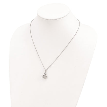 Sterling Silver Brilliant Embers Rhodium-Plated 34 Stone With Moving Center Vibrant Cz And Micro Pav Infinity Necklace 2 Inch Extender