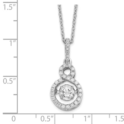 Sterling Silver Brilliant Embers Rhodium-Plated 34 Stone With Moving Center Vibrant Cz And Micro Pav Infinity Necklace 2 Inch Extender