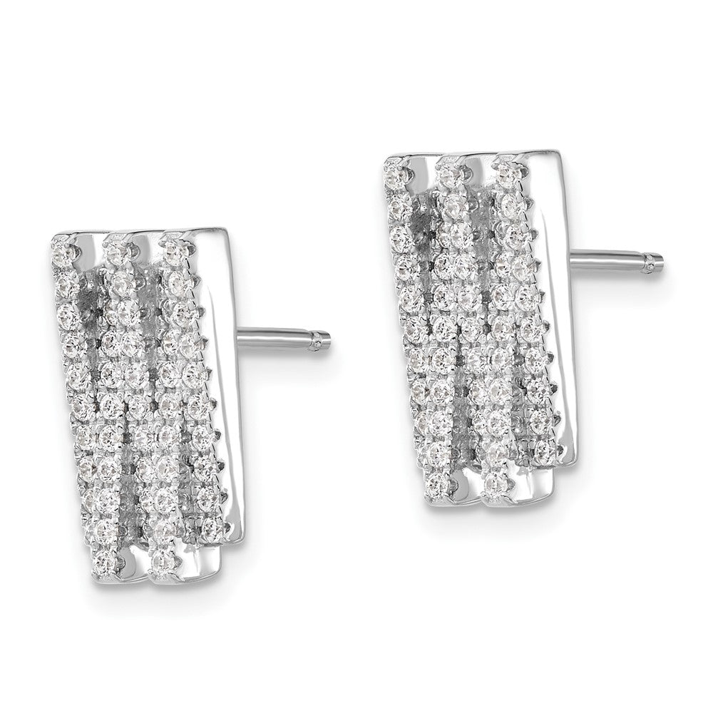 Sterling Silver Brilliant Embers Polished Cz Post Earrings