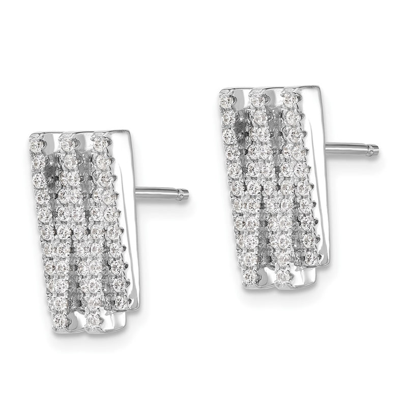 Sterling Silver Brilliant Embers Polished Cz Post Earrings