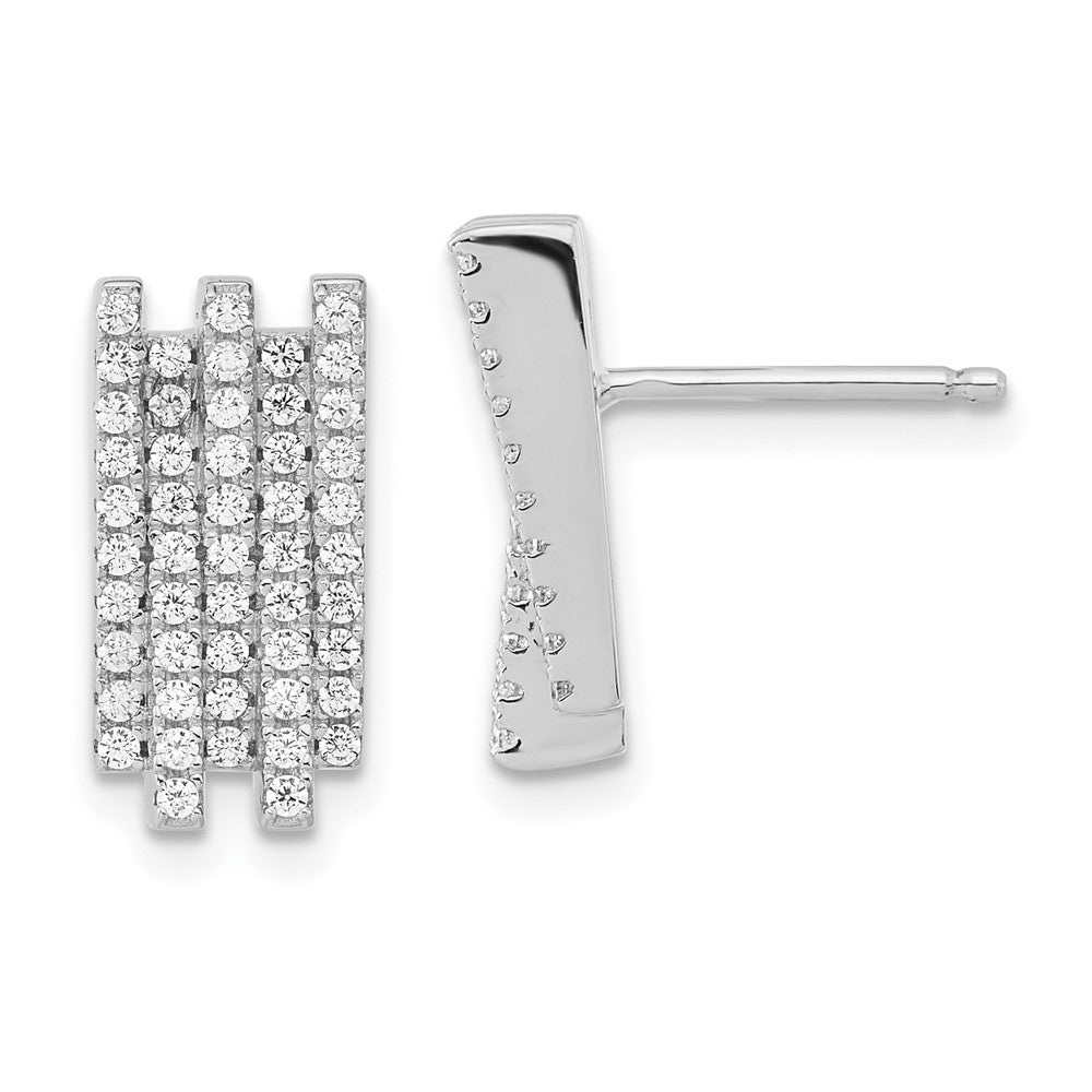 Sterling Silver Brilliant Embers Polished Cz Post Earrings