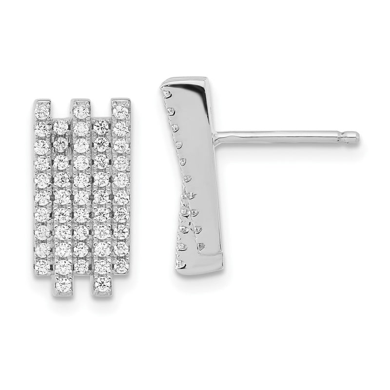 Sterling Silver Brilliant Embers Polished Cz Post Earrings