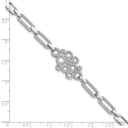 Sterling Silver Brilliant Embers Rhodium-Plated 164 Stone 7 Inch With Box Catch Clasp Micro Pav Cz Bracelet