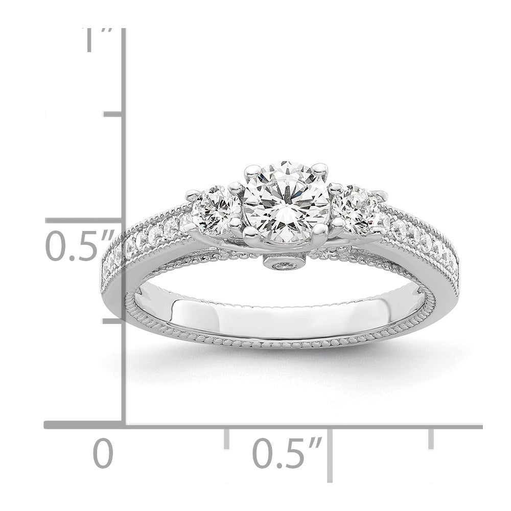 Sterling Silver Brilliant Embers Rhodium-Plated 21 Stone Micro Pav Cz Ring