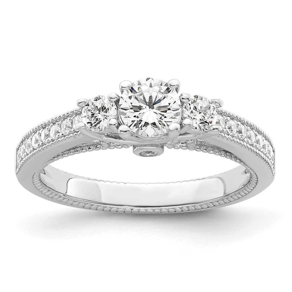 Sterling Silver Brilliant Embers Rhodium-Plated 21 Stone Micro Pav Cz Ring