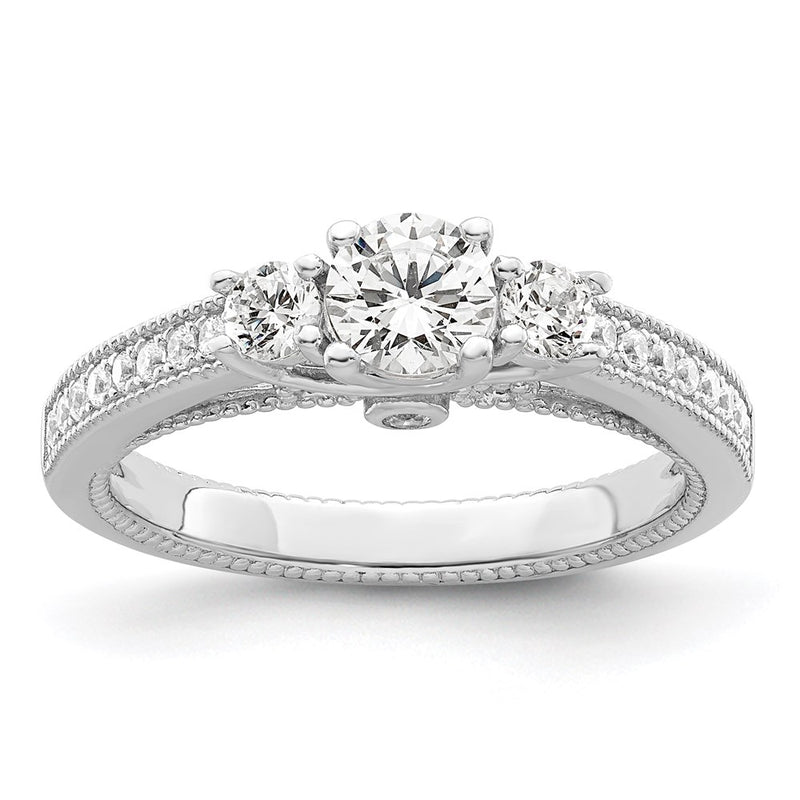 Sterling Silver Brilliant Embers Rhodium-Plated 21 Stone Micro Pav Cz Ring