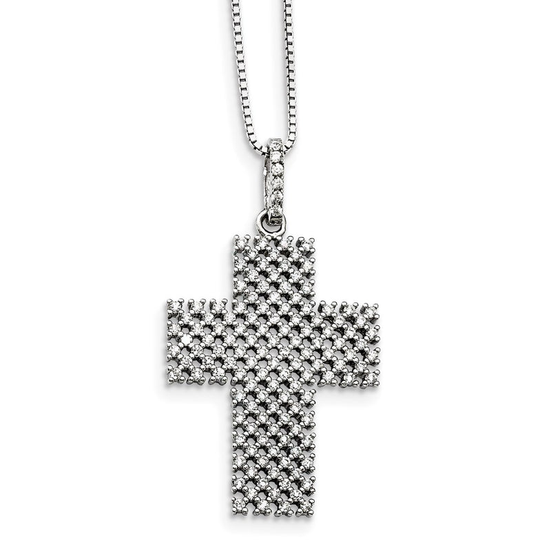 Sterling Silver & Cz Brilliant Embers Cross Necklace